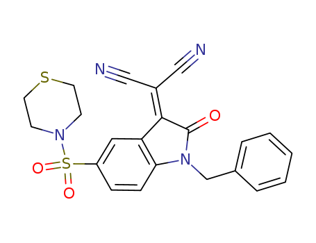 Propanedinitrile, 2-[1,2-dihydro-2-oxo-1-(phenylmethyl)-5-(4-thiomorpholinylsulfonyl)-3H-indol-3-ylidene]-