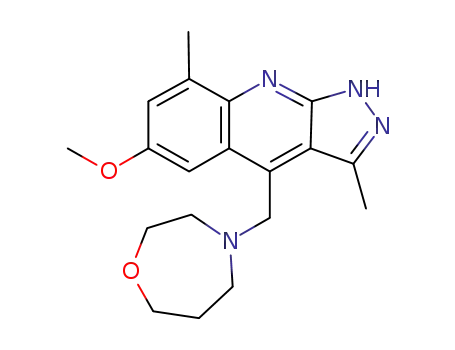 Molecular Structure of 1228244-79-8 (1H-Pyrazolo[3,4-b]quinoline, 6-methoxy-3,8-dimethyl-4-[(tetrahydro-1,4-oxazepin-4(5H)-yl)methyl]-)