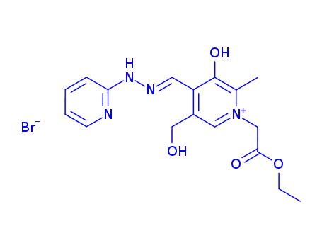 Molecular Structure of 124076-31-9 ((4Z)-1-(2-ethoxy-2-oxoethyl)-5-(hydroxymethyl)-2-methyl-3-oxo-4-[(2-pyridin-2-ylhydrazino)methylidene]-3,4-dihydropyridinium bromide)