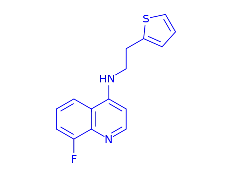 Molecular Structure of 124533-68-2 (8-fluoro-N-[2-(thiophen-2-yl)ethyl]quinolin-4-amine)