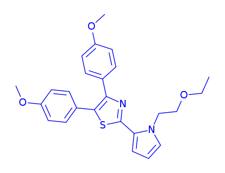Molecular Structure of 101001-54-1 (2-[1-(2-ethoxyethyl)-1H-pyrrol-2-yl]-4,5-bis(4-methoxyphenyl)-1,3-thiazole)
