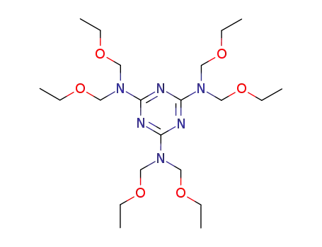 Molecular Structure of 10193-52-9 (N,N,N',N',N'',N''-Hexakis(ethoxymethyl)-1,3,5-triazine-2,4,6-triamine)