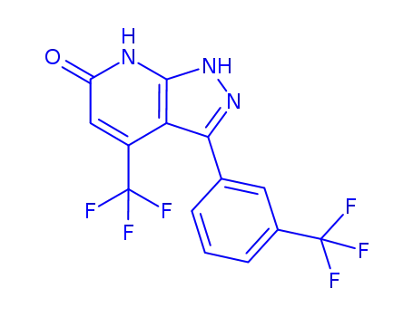 Molecular Structure of 1262406-08-5 (6H-Pyrazolo[3,4-b]pyridin-6-one, 1,7-dihydro-4-(trifluoromethyl)-3-[3-(trifluoromethyl)phenyl]-)