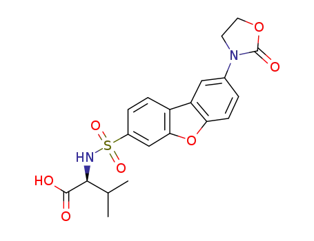 Molecular Structure of 1025717-75-2 (L-Valine, N-[[8-(2-oxo-3-oxazolidinyl)-3-dibenzofuranyl]sulfonyl]-)