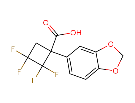 Molecular Structure of 72370-91-3 (Cyclobutanecarboxylic acid,
1-(1,3-benzodioxol-5-yl)-2,2,3,3-tetrafluoro-)