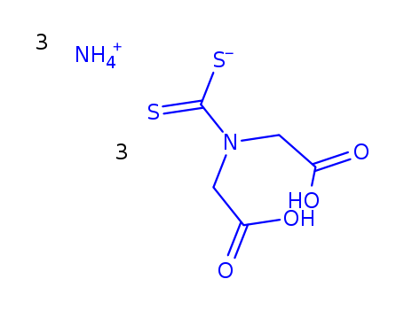 16661-12-4,dicarboxymethyldithiocarbamate,Aceticacid, [(dithiocarboxy)imino]di-, triammonium salt (8CI); Glycine, N-(carboxymethyl)-N-(dithiocarboxy)-,triammonium salt (9CI); Triammonium N-dithiocarboxyiminodiacetate