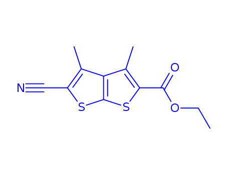 Molecular Structure of 175202-57-0 (ETHYL 5-CYANO-3,4-DIMETHYLTHIENO[2,3-B]THIOPHENE-2-CARBOXYLATE)