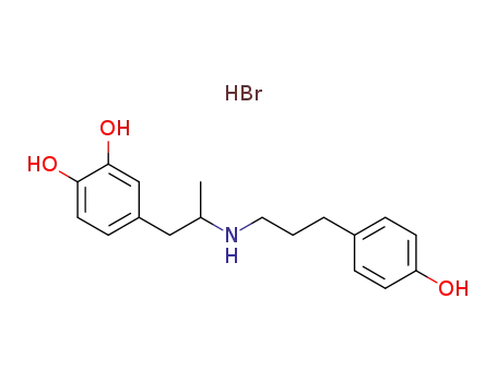 Molecular Structure of 51062-18-1 (1,2-Benzenediol, 4-[2-[[3-(4-hydroxyphenyl)propyl]amino]propyl]-,
hydrobromide)