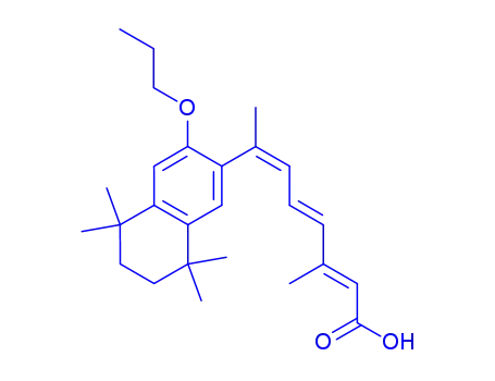 Molecular Structure of 180713-37-5 ((2E,4E,6Z)-3-Methyl-7-(5,6,7,8-tetrahydro-5,5,8,8-tetramethyl-3-propoxy-3-naphthalenyl)-2,4,6-octatrienoicacid)