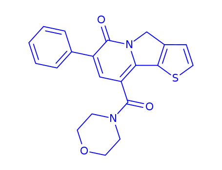 Molecular Structure of 141388-99-0 (9-(morpholin-4-ylcarbonyl)-7-phenylthieno[2,3-a]indolizin-6(4H)-one)