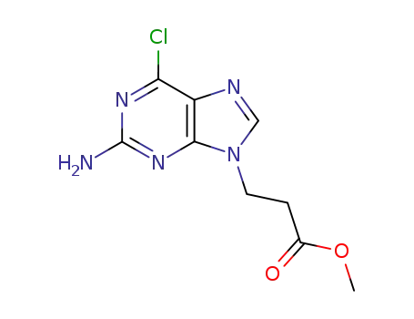 Molecular Structure of 143883-58-3 (9H-Purine-9-propanoic acid, 2-amino-6-chloro-, methyl ester)