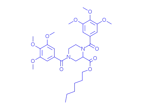 Molecular Structure of 129477-57-2 (Hexyl 1,4-bis(3,4,5-trimethoxybenzoyl)-2-piperazinecarboxylate)