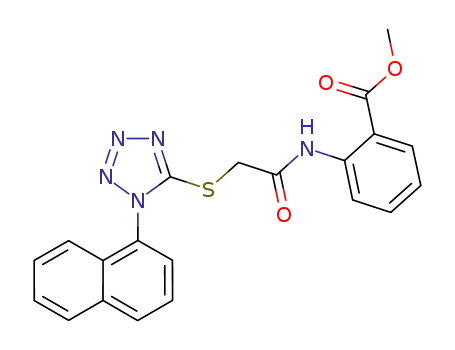 Molecular Structure of 634168-75-5 (methyl 2-(2-(1-(naphthalen-1-yl)-1H-tetrazol-5-ylthio)acetamido)benzoate)