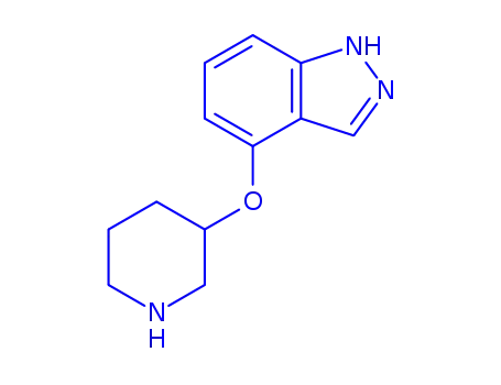 Molecular Structure of 478830-50-1 (1H-Indazole, 4-(3-piperidinyloxy)-)