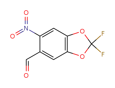 Molecular Structure of 294619-51-5 (3,4-(difluoromethylenedioxy)-6-nitrobenzaldehyde)