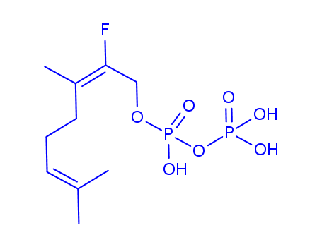 62163-14-8,2-fluorogeranyl pyrophosphate,Diphosphoricacid, mono(2-fluoro-3,7-dimethyl-2,6-octadienyl) ester, (Z)- (9CI); 2-Fluorogeranyldiphosphate; 2-Fluorogeranyl pyrophosphate