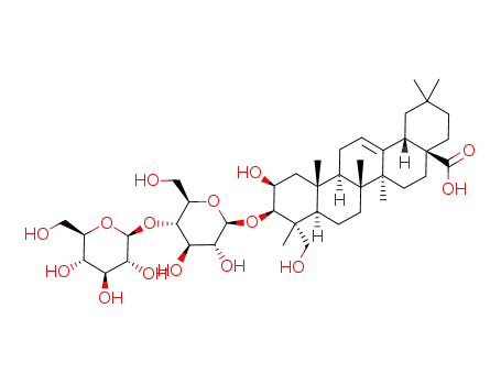 Molecular Structure of 92622-05-4 ((2beta,3beta)-3-{[4-O-(beta-D-glucopyranosyl)-beta-D-glucopyranosyl]oxy}-2,23-dihydroxyolean-12-en-28-oic acid)