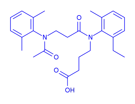 Molecular Structure of 71455-74-8 (N-(N-Acetyl-3-(2,6-dimethylanilino)propionyl)-4-(2-ethyl-6-methylanili no)butyric acid)
