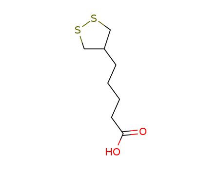 5694-54-2,Isolipoic acid,Lipoic acid;5-[1,2]dithiolan-4-yl-pentanoic acid;5-<1,2-Dithiolan-(4)>-valeriansaeure;δ-(1,2-Dithiolan-4)-valeriansaeure;