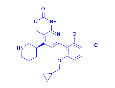 Molecular Structure of 600734-06-3 (7-[2-(Cyclopropylmethoxy)-6-hydroxyphenyl]-1,4-dihydro-5-[(3S)-3-piperidinyl]-2H-pyrido[2,3-d][1,3]oxazin-2-one hydrochloride )