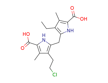 Molecular Structure of 139931-09-2 (1H-Pyrrole-2-carboxylic acid,
5-[(5-carboxy-3-(2-chloroethyl)-4-methyl-1H-pyrrol-2-yl)methyl]-4-ethyl-3-
methyl-)