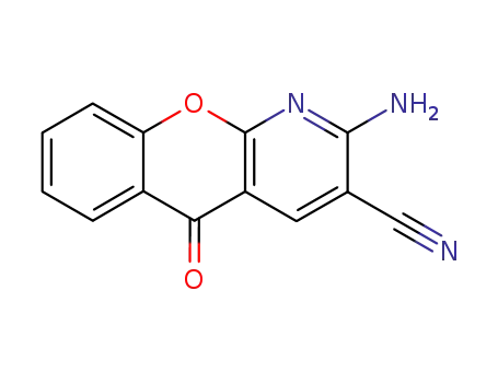 Molecular Structure of 61424-81-5 (2-AMINO-5-OXO-5H-(1) BENZOPYRANO-(2,3-B)-PYRIDINE-3-CARBONITRILE)