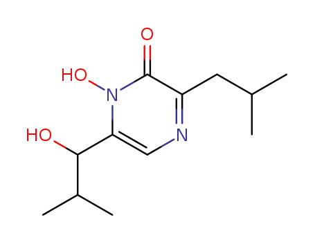 Molecular Structure of 72598-34-6 (2(1H)-Pyrazinone,1-hydroxy-6-(1-hydroxy-2- methylpropyl)-3-(2-methylpropyl)- )