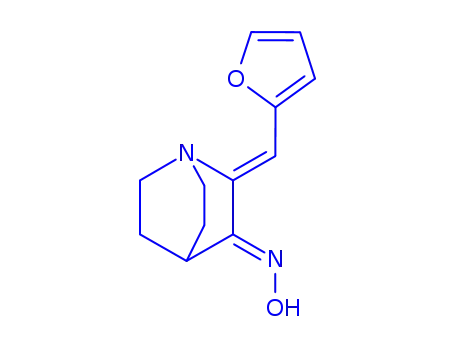 Molecular Structure of 88649-02-9 (1-Azabicyclo[2.2.2]octan-3-one, 2-(2-furanylmethylene)-, oxime, (E,Z)-)