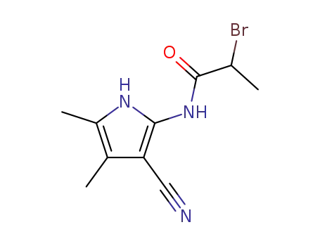 Molecular Structure of 77995-60-9 (2-(2-bromopropionamido)-3-cyano-4,5-dimethylpyrrole)
