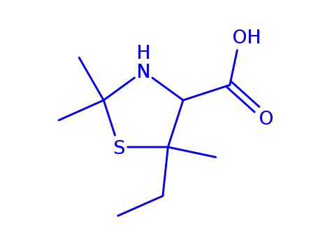 Molecular Structure of 792843-10-8 (4-Thiazolidinecarboxylicacid,5-ethyl-2,2,5-trimethyl-(9CI))