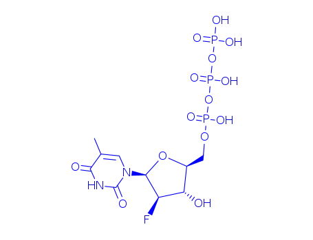 Molecular Structure of 79551-89-6 (1-[2-deoxy-2-fluoro-5-O-(hydroxy{[hydroxy(phosphonooxy)phosphoryl]oxy}phosphoryl)-beta-D-arabinofuranosyl]-5-methylpyrimidine-2,4(1H,3H)-dione)
