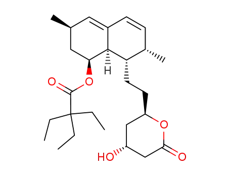 Molecular Structure of 79902-61-7 ((1S,3S,7R,8R,8aS)-8-{2-[(2R,4R)-4-hydroxy-6-oxotetrahydro-2H-pyran-2-yl]ethyl}-3,7-dimethyl-1,2,3,7,8,8a-hexahydronaphthalen-1-yl 2,2-diethylbutanoate)