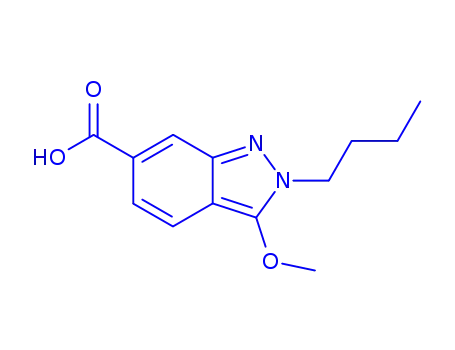 Molecular Structure of 884502-23-2 (2-BUTYL-3-METHOXY-2H-INDAZOLE-6-CARBOXYLIC ACID)