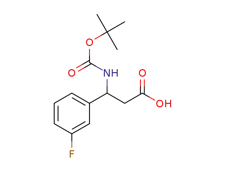 Molecular Structure of 284493-59-0 (3-[(TERT-BUTOXYCARBONYL)AMINO]-3-(3-FLUOROPHENYL)PROPANOIC ACID)