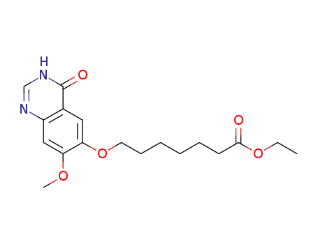 Molecular Structure of 1012057-25-8 (Heptanoic acid, 7-[(3,4-dihydro-7-methoxy-4-oxo-6-quinazolinyl)oxy]-, ethyl ester)
