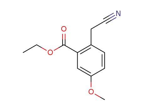 Molecular Structure of 133101-17-4 ((2-carbethoxy-4-methoxyphenyl)-acetonitrile)