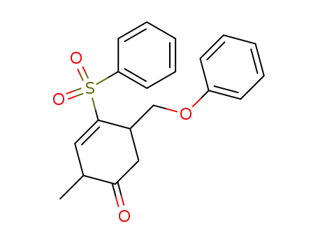 Molecular Structure of 84065-63-4 (3-Cyclohexen-1-one, 2-methyl-5-(phenoxymethyl)-4-(phenylsulfonyl)-)