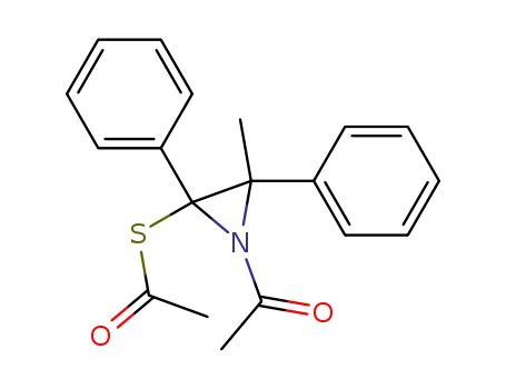 Molecular Structure of 89874-01-1 (Ethanethioic acid, S-(1-acetyl-3-methyl-2,3-diphenyl-2-aziridinyl) ester)