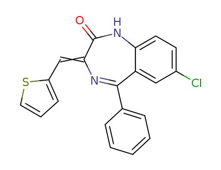 Molecular Structure of 55056-39-8 (2H-1,4-Benzodiazepin-2-one,
7-chloro-1,3-dihydro-5-phenyl-3-(2-thienylmethylene)-)
