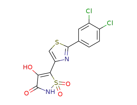 Molecular Structure of 89873-38-1 (3(2H)-Isothiazolone, 5-[2-(3,4-dichlorophenyl)-4-thiazolyl]-4-hydroxy-,
1,1-dioxide)