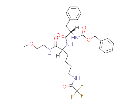 {(S)-1-[(S)-1-(2-Methoxy-ethylcarbamoyl)-5-(2,2,2-trifluoro-acetylamino)-pentylcarbamoyl]-2-phenyl-ethyl}-carbamic acid benzyl ester