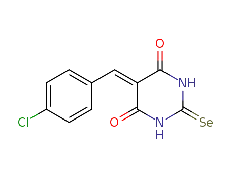 Molecular Structure of 89969-44-8 (4,6(1H,5H)-Pyrimidinedione,
5-[(4-chlorophenyl)methylene]dihydro-2-selenoxo-)