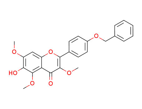 Molecular Structure of 59171-35-6 (4H-1-Benzopyran-4-one,
6-hydroxy-3,5,7-trimethoxy-2-[4-(phenylmethoxy)phenyl]-)