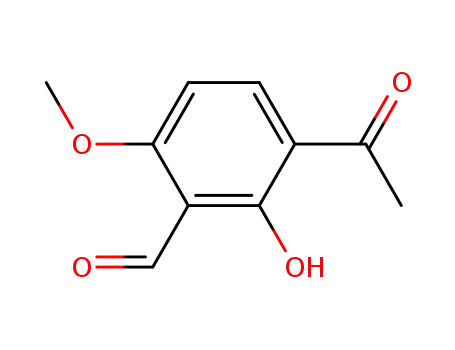 Molecular Structure of 39503-41-8 (Benzaldehyde, 3-acetyl-2-hydroxy-6-methoxy-)