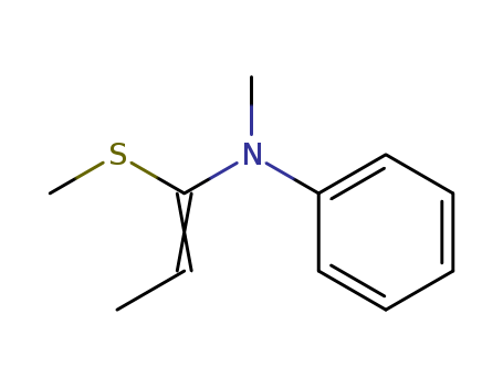Molecular Structure of 111515-19-6 (Benzenamine, N-methyl-N-[1-(methylthio)-1-propenyl]-)