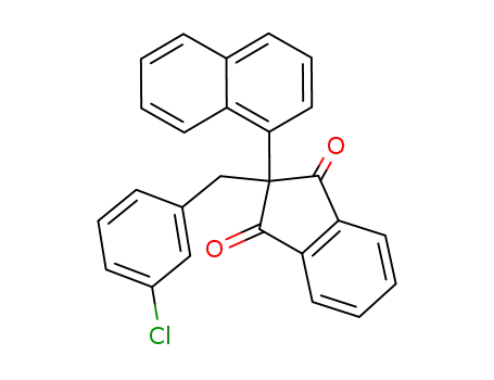 Molecular Structure of 62345-33-9 (1H-Indene-1,3(2H)-dione,
2-[(3-chlorophenyl)methyl]-2-(1-naphthalenyl)-)