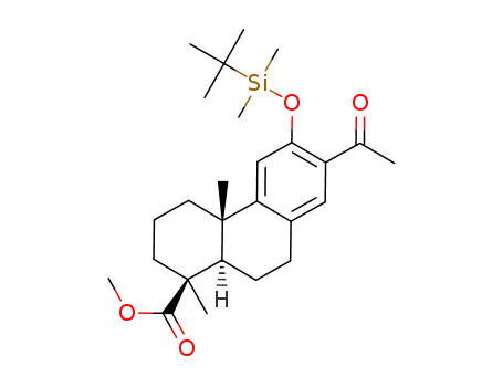 Molecular Structure of 173612-84-5 (methyl 13-acetyl-12-(((1,1-dimethylethyl)dimethylsilyl)oxy)podocarpa-8,11,13-trien-19-oate)
