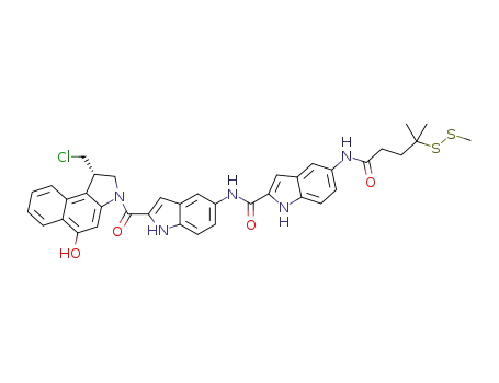 Molecular Structure of 1354787-71-5 (1-(1S)-(chloromethyl)-5-hydroxy-3-{5-[(5-(4-(methyldisulfanyl)-3,3-dimethylbutyryl)indol-2-ylcarbonyl)amino]indole-2-carbonyl}-1,2-dihydro-3H-benz[e]indole)
