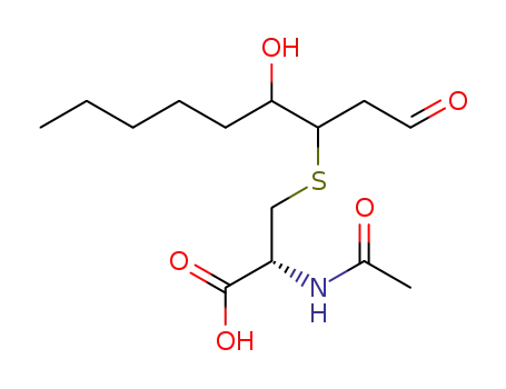 Molecular Structure of 142784-54-1 (L-Cysteine, N-acetyl-S-[2-hydroxy-1-(2-oxoethyl)heptyl]-)