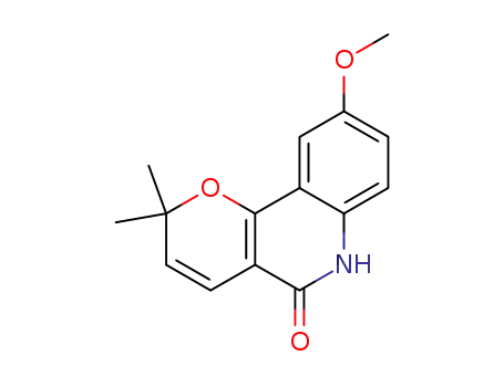 Molecular Structure of 52617-31-9 (5H-Pyrano[3,2-c]quinolin-5-one,2,6-dihydro- 9-methoxy-2,2-dimethyl- )